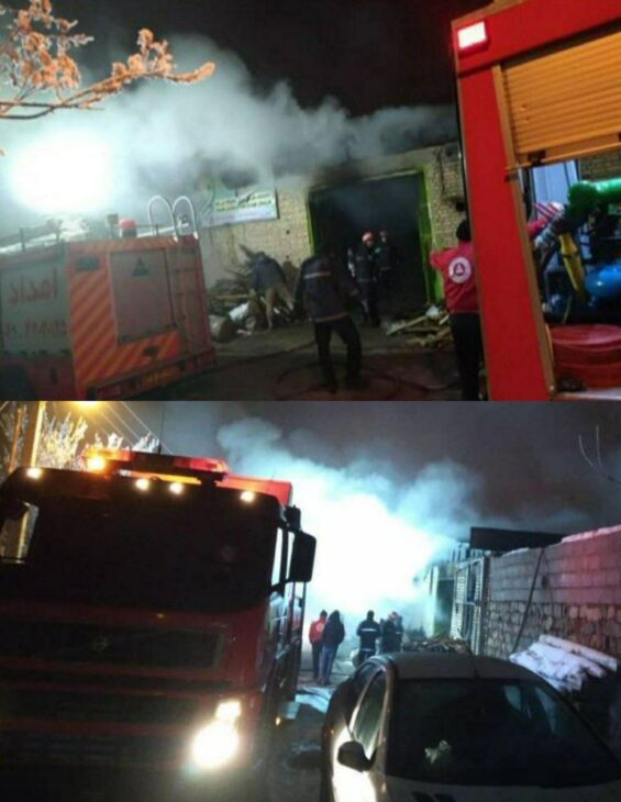 آتش سوزی در کارگاه چوب بری روستای ارسی در جلفا