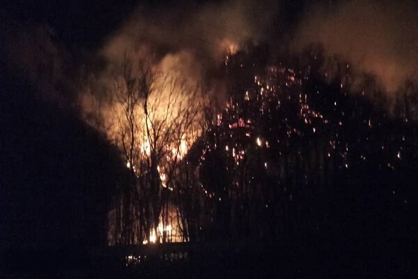 آتش سوزی مهیب جنگل های جمهوری آذربایجان در مرز آستارا / آمادگی کامل نیروهای حفاظتی گیلان