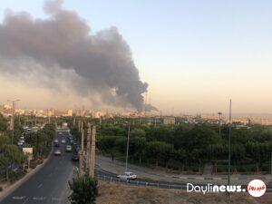 آتش‌سوزی عظیم در پالایشگاه شهید تندگویان تهران + فیلم