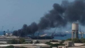 انفجار در یک کشتی تجاری در بندر لاذقیه سوریه