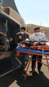 پرواز بالگرد اورژانس برای انتقال راننده نیسان در پی انفجار کپسول CNG خودرو