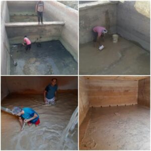 لایروبی و شست وشوی حوضچه های ذخیره آب تاسیسات آبرسانی روستاهای شهرستان هندیجان