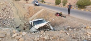 سقوط پراید به دره در مسجدسلیمان حادثه آفرید + تصاویر