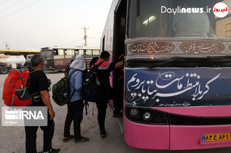 بسیج ناوگان حمل ونقل خوزستان برای انتقال زائران اربعین ازچذابه