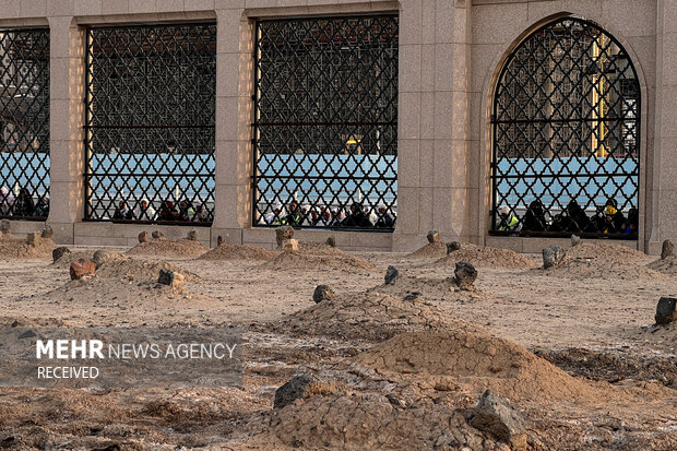 Shia Muslims hold mourning ceremony in Baqi in Medina