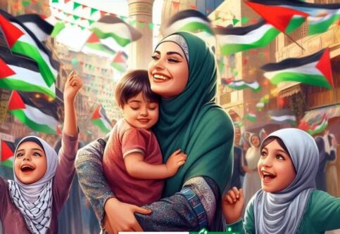تصویرسازی هوش مصنوعی از جشن آزادسازی فلسطین