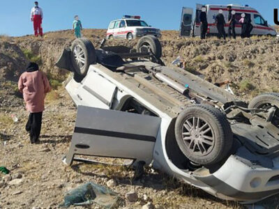 واژگونی پژو ۴۰۵ در محور مرند جلفا با چهار مصدوم
