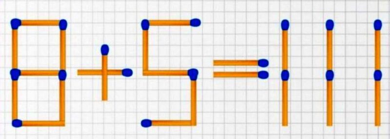 تست هوش / فقط ۲ چوب کبریت جابجا کنید تا معادله حل شود