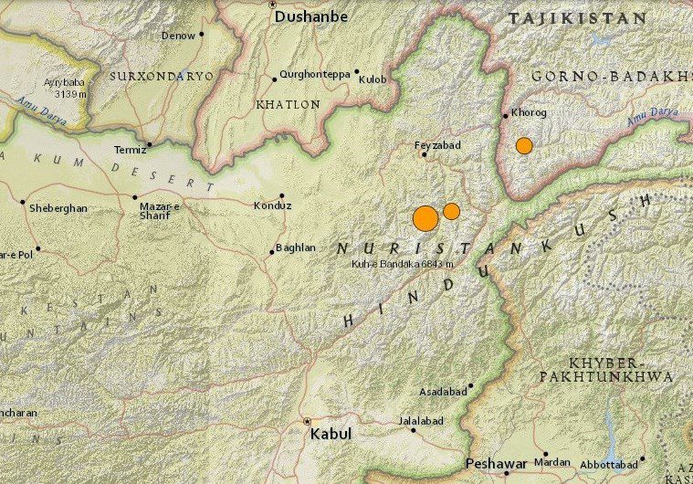وقوع زلزله ۶.۴ ریشتری در شمال شرق افغانستان