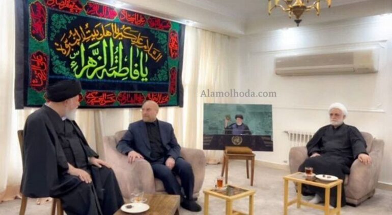 حضور قالیباف و محسنی اژه ای در منزل رئیسی؛ تسلیت گویی به علم الهدی و خانواده شهید