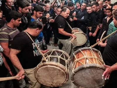 آیین سنج و دمام‌زنی در شب دوم محرم تبریز + فیلم