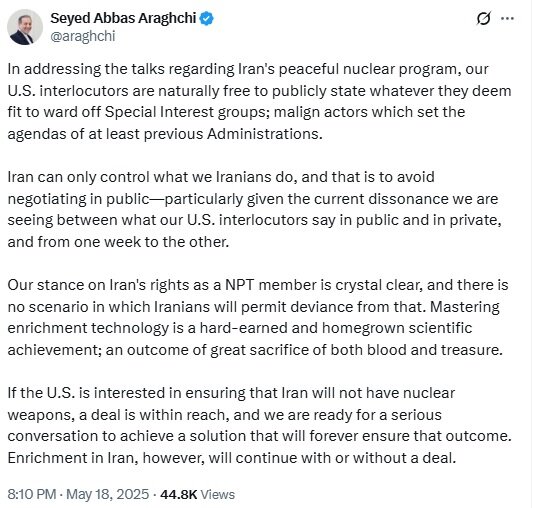 Enrichment will continue in Iran with or without a deal