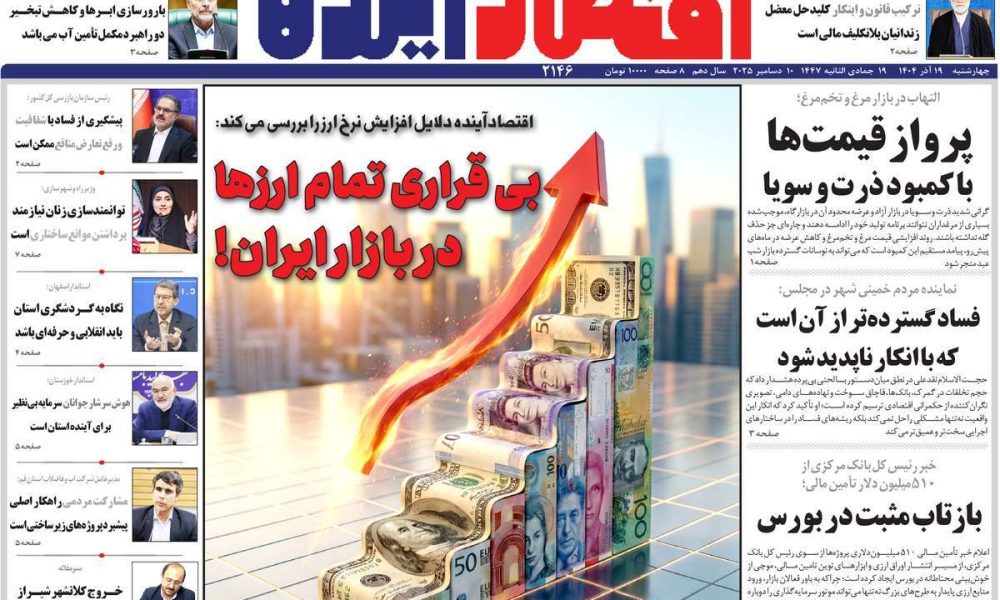 عناوین روزنامه های چهارشنبه ۱۹ آذرماه ۱۴۰۴