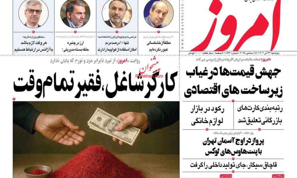 عناوین روزنامه های دوشنبه ۲۴ آذرماه ۱۴۰۴