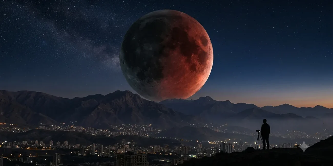 ماه گرفتگی ۶ شهریور ۱۴۰۵ در آسمان