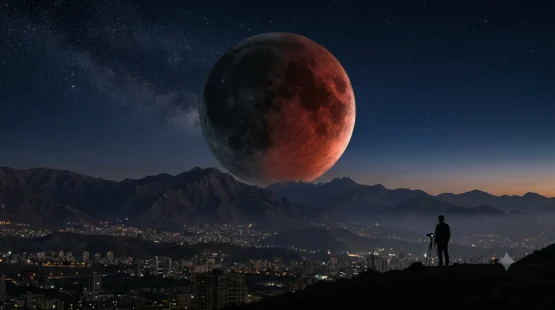 ماه گرفتگی ۶ شهریور ۱۴۰۵ در آسمان