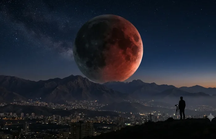 ماه گرفتگی ۶ شهریور ۱۴۰۵ در آسمان