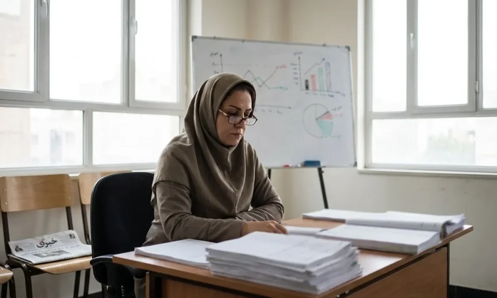 معلم ایرانی در مدرسه و بررسی افزایش حقوق فرهنگیان در سال ۱۴۰۵