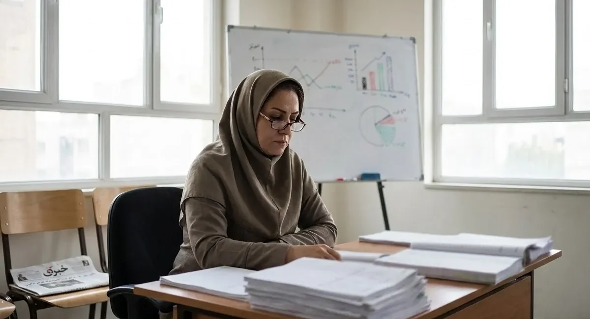 معلم ایرانی در مدرسه و بررسی افزایش حقوق فرهنگیان در سال ۱۴۰۵