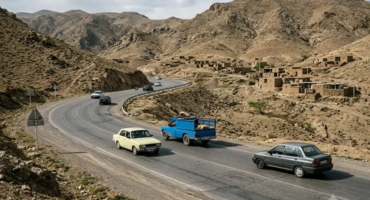 نمایی از جاده اهواز به مسجدسلیمان و مسیر ارتباطی خوزستان
