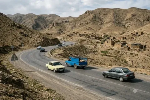 نمایی از جاده اهواز به مسجدسلیمان و مسیر ارتباطی خوزستان