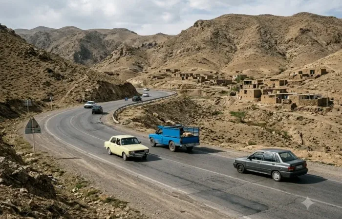 نمایی از جاده اهواز به مسجدسلیمان و مسیر ارتباطی خوزستان