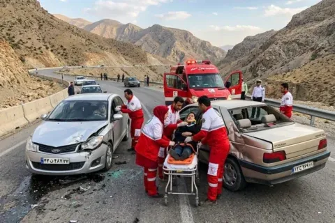 تصادف دو خودرو در محور باشت بابامیدان و مصدومیت ۹ نفر