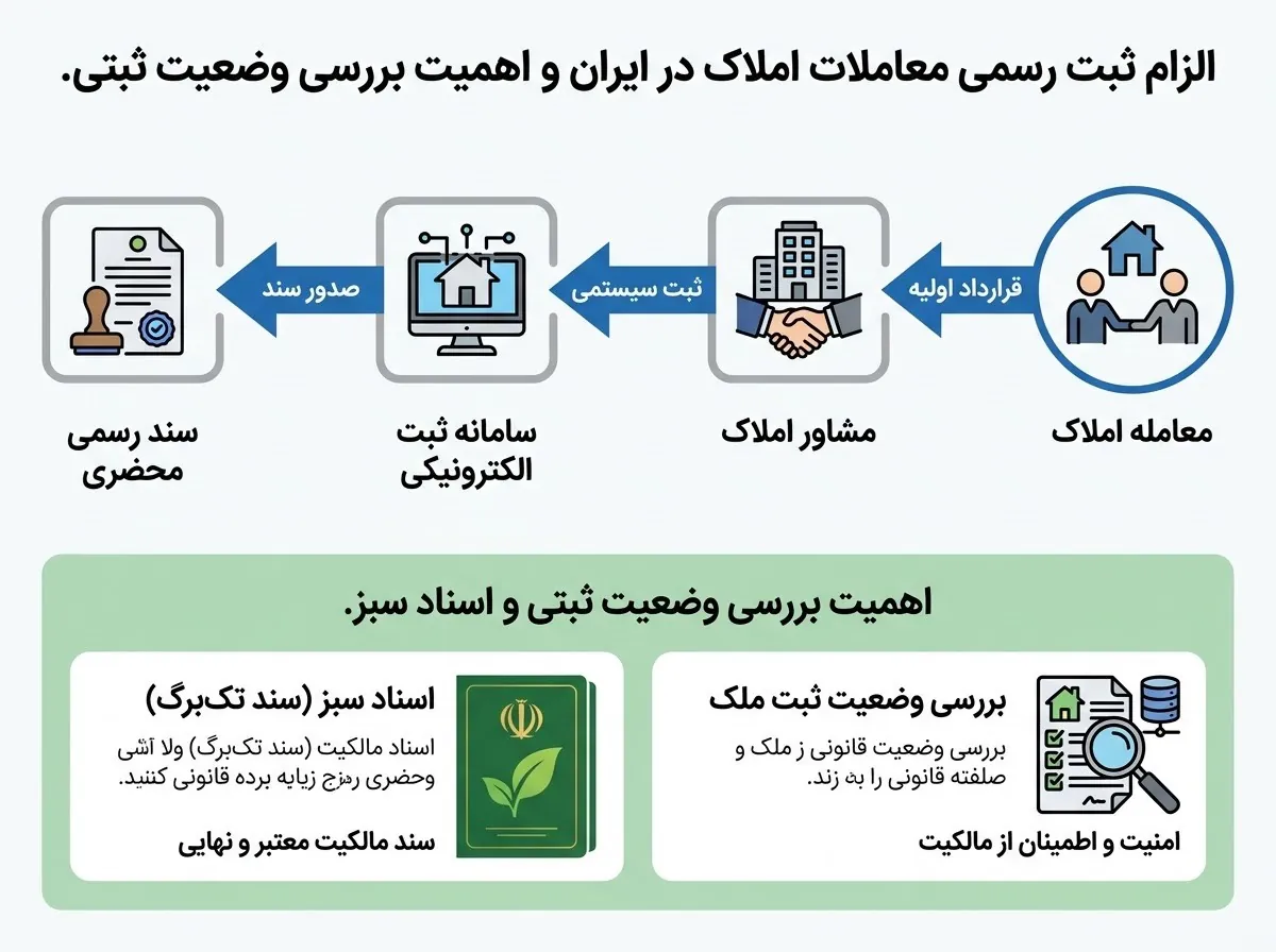 اینفوگرافیک قانون الزام به ثبت رسمی معاملات اموال غیرمنقول
