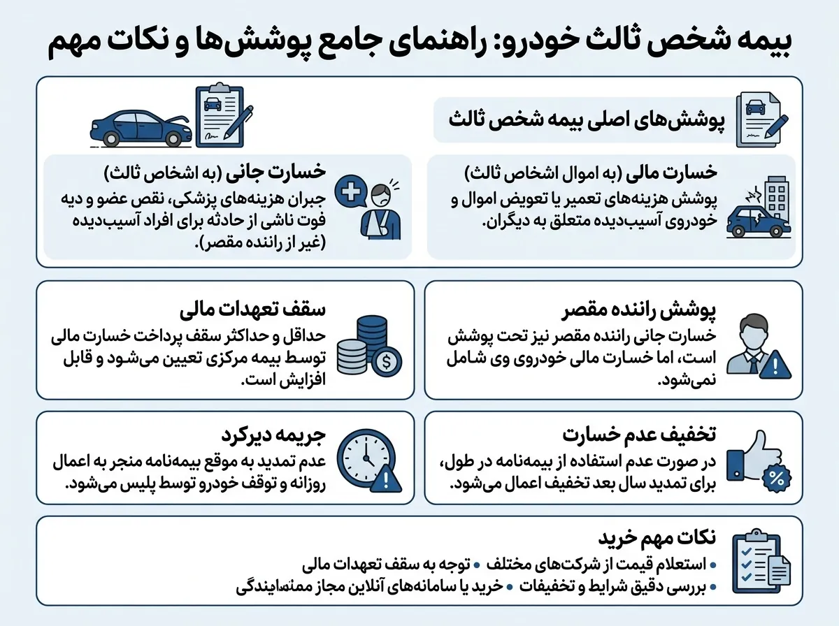 راهنمای پوشش‌ها و نکات مهم بیمه شخص ثالث
