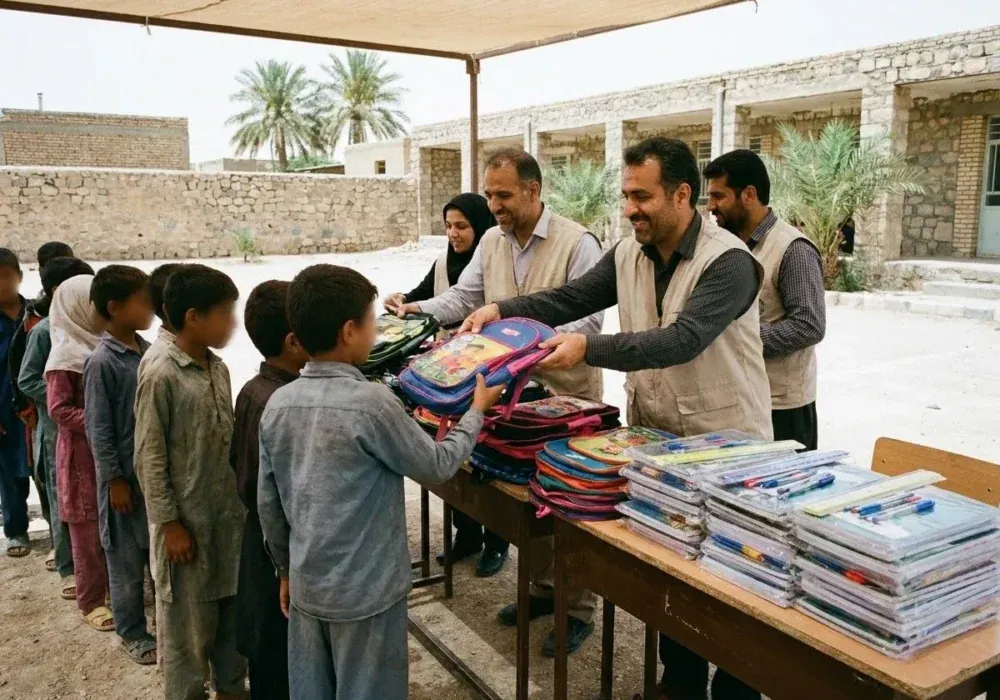 اهدای ۱۸۰ بسته کیف و نوشت‌افزار به دانش‌آموزان نیازمند مسجدسلیمان در پویش «مشق همدلی»
