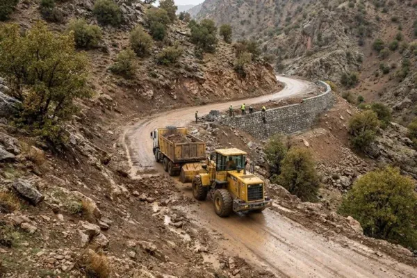 بازگشایی تمام محورهای روستایی مسدودشده در بازفت؛ پیشرفت ۸۰ درصدی دیوار حائل باغ چندار