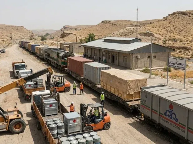آغاز حمل ترکیبی محصولات پتروشیمی مسجدسلیمان از ایستگاه راه‌آهن شوشتر